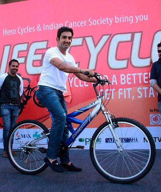 Cricketer Gautam Gambhir during an inaugural ceremony of cycling carnival at Jawaharlal Nehru Stadium in New Delhi.