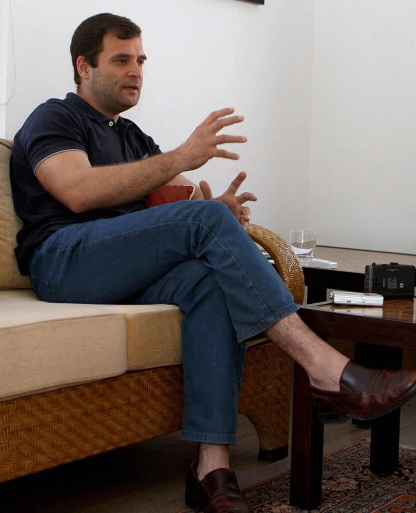 Congress Vice President Rahul Gandhi during an interview with PTI at his residence in New Delhi.