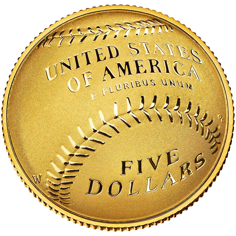 This undated photo released by the US Mint shows one side of the gold $5 National Baseball Hall of Fame coin. The bowl-shaped coin is the product of a 2012 law - the National Baseball Hall of Fame Commemorative Coin Act - and commemorates the Hall of Fame, which celebrates its 75th anniversary in 2014.