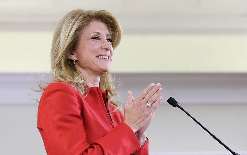 Texas Sen. Wendy Davis, D-Fort Worth, smiles as she speaks to supporters at her campaign headquarters in Fort Worth, Texas. Now the Texas governor`s race really begins and Davis insists that, yes, it`ll be a race.