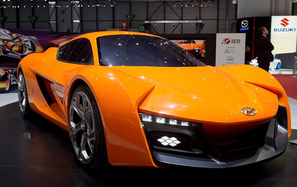 A new concept car by IED, Istituto Europeo di Design, for Hyundai is shown during the press day at the 84th Geneva International Motor Show in Geneva, Switzerland.