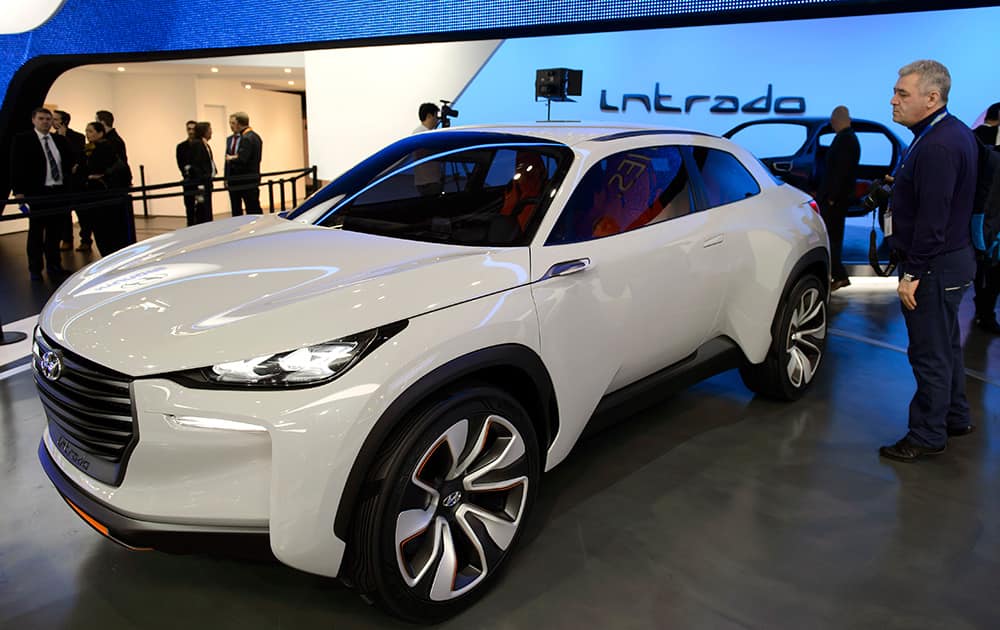 The new Hyundai Prototype Intrado is on display during the press day at the 84. Geneva International Motor Show in Geneva, Switzerland.
