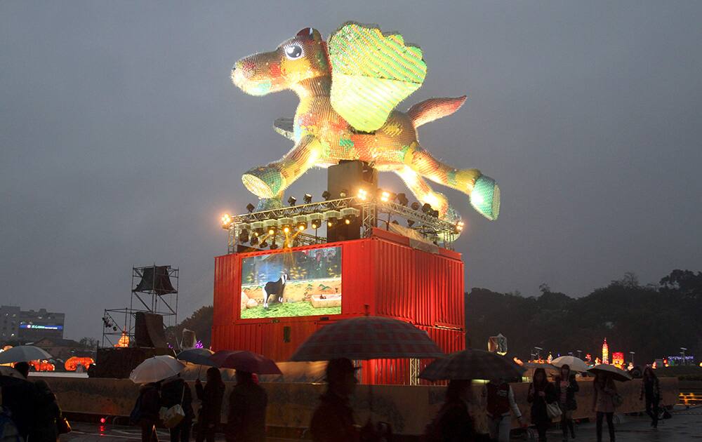 A horse-shaped lantern is displayed on the eve of the Lantern Festival in Taipei, Taiwan. The Lantern Festival traditionally starts 15 days after the Chinese Lunar New Year and falls on Feb. 14 this year.