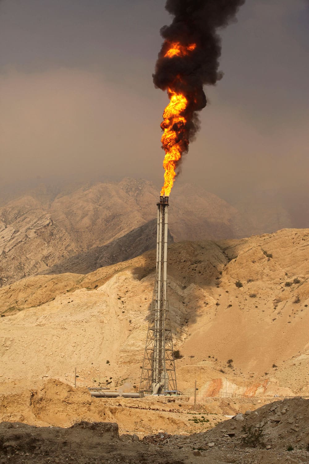A gas flare burns in a gas refinery at the South Pars gas field on the northern coast of Persian Gulf in Asalouyeh, Iran.
