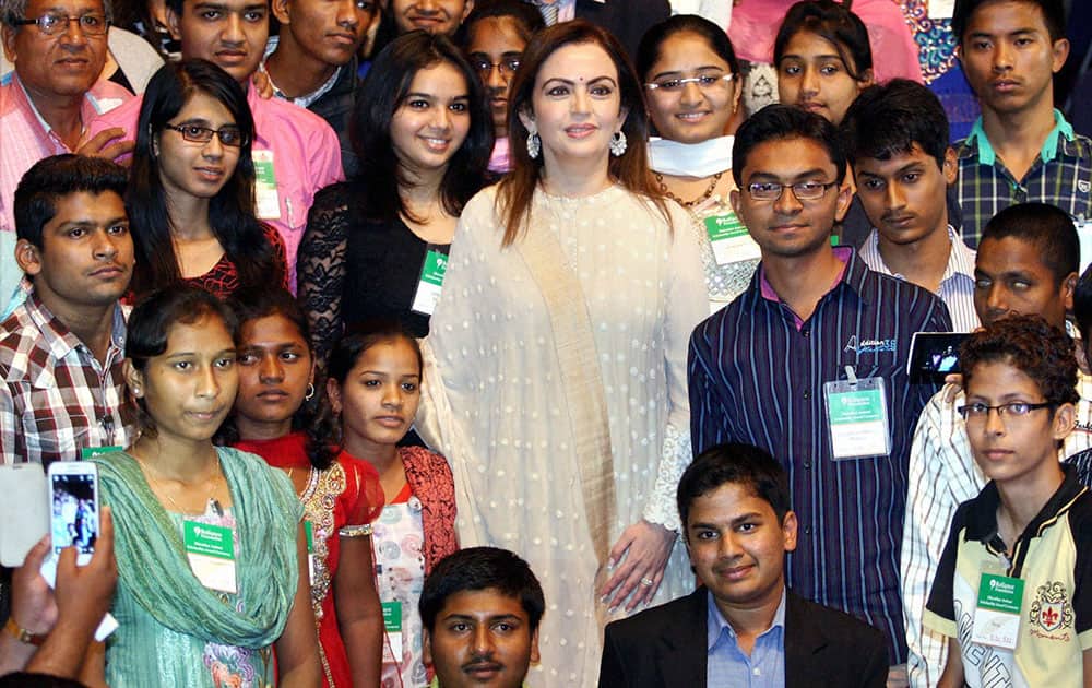 Nita Ambani, Founder and Chairperson of Relaince Foundation during Dhirubhai Ambani Scholarship Programme in Mumbai.