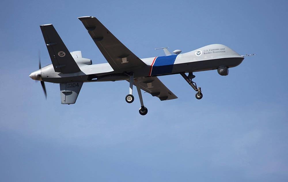 This undated photo provided by U.S. Customs and Border Protection shows an unmanned drone used to patrol the U.S.-Canadian border.