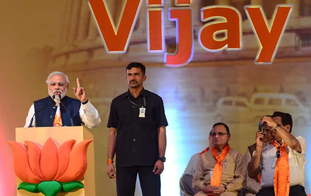 PM candidate and Gujarat Chief Minister Narendra Modi addresses `Vijay Sankalp` rally in Panji Goa.