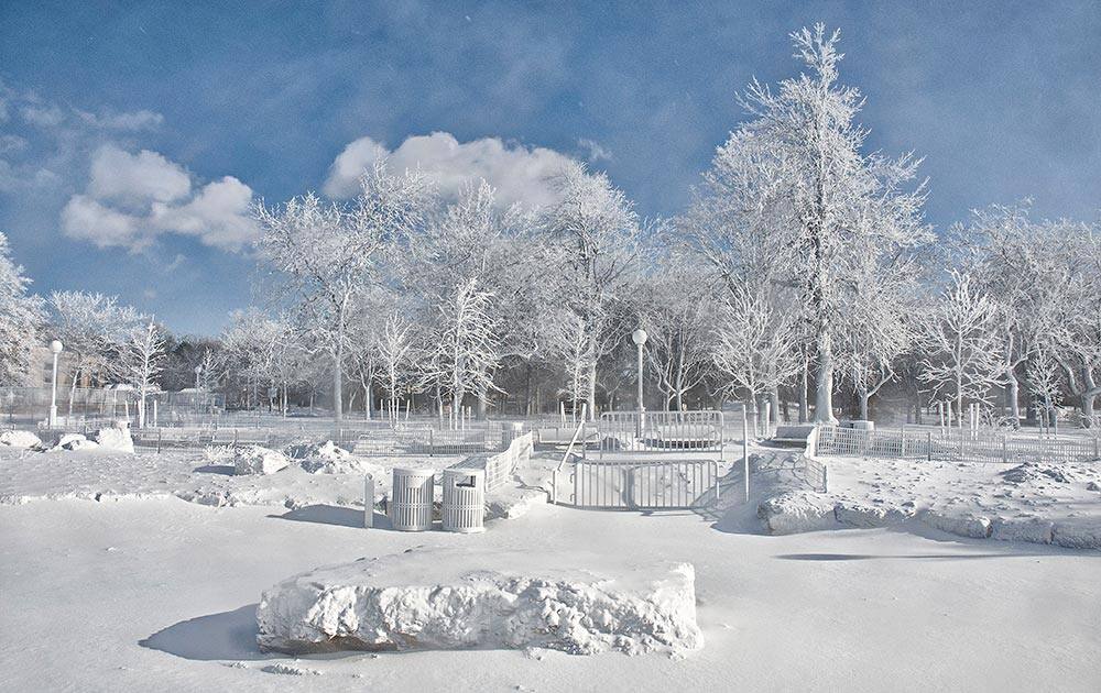 The frozen mist from Niagara Falls coats the landscape around Prospect Point at Niagara Falls State Park.