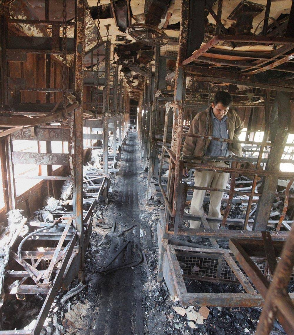 Burnt coaches of the Mumbai-Dehradun Express caught fire in the wee hours, near Dahanu in Thane district.
