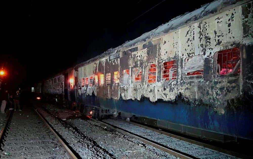 Burnt coaches of the Mumbai-Dehradun Express caught fire in the wee hours, near Dahanu in Thane district.