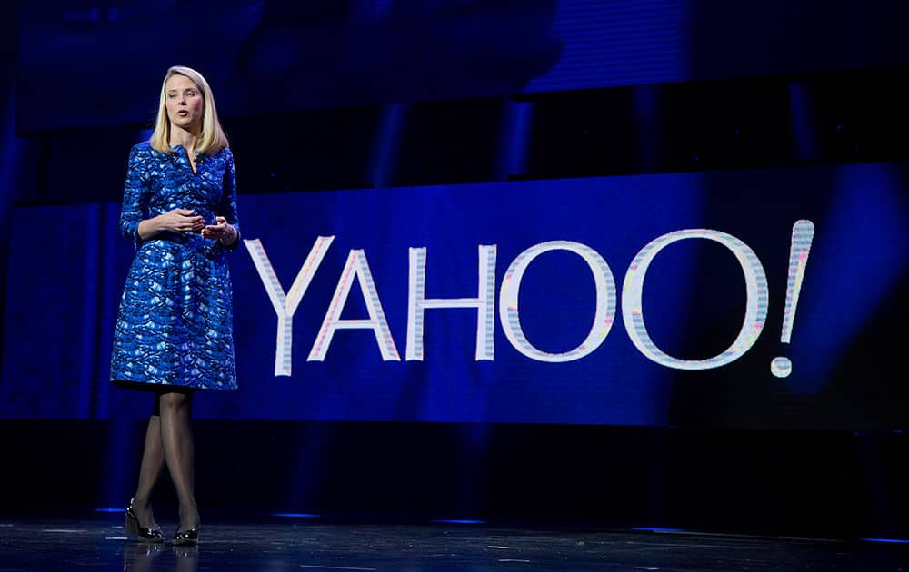 Yahoo president and CEO Marissa Mayer speaks during a keynote address at the International Consumer Electronics Show, in Las Vegas. Mayer unveiled the latest steps in her effort to accelerate Yahoo`s lackluster revenue growth.