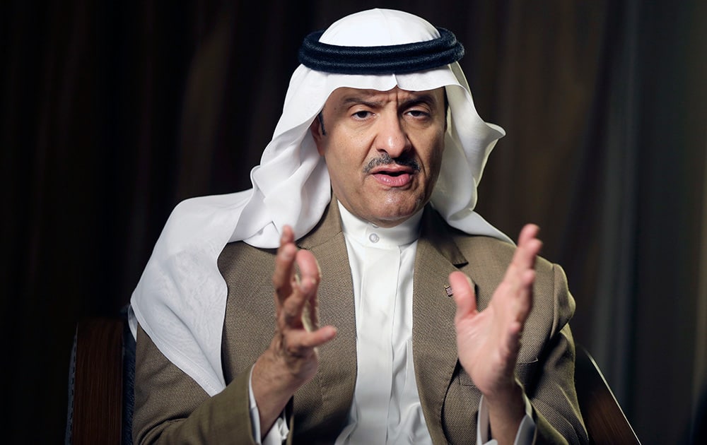 Prince Sultan bin Salman speaks during an interview, in Houston. Prince Sultan is in Houston to attend the opening of the nationally touring exhibition