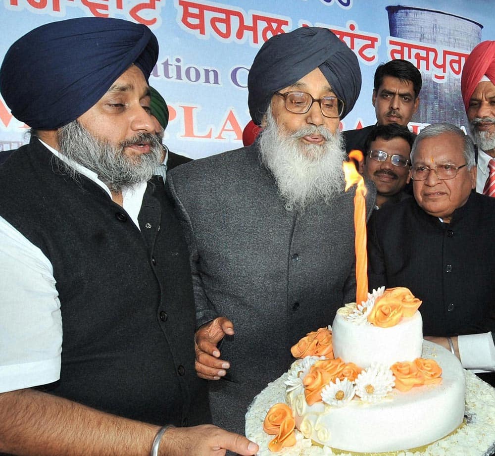 Punjab Chief Minister Parkash Singh Badal celebrateS his 86th Birthday at Village Nalaas near Rajpura.