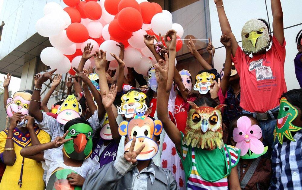 An NGO SAHAS at an event with HIV positive children on the ocassion of World AIDS day in Mumbai.