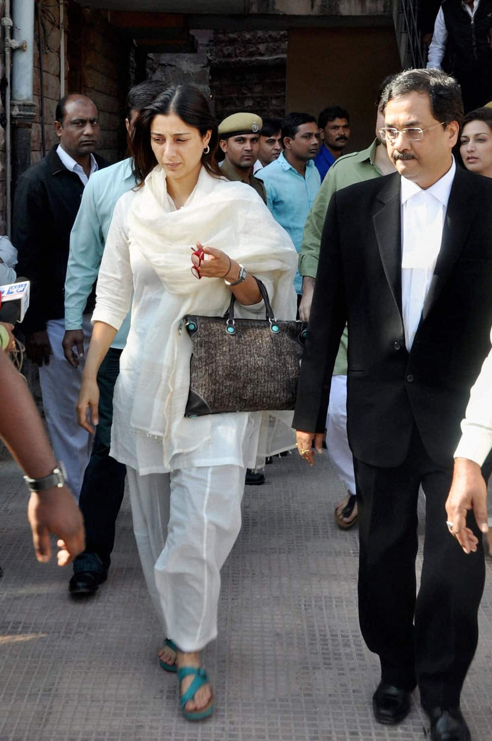 Film actor Tabu at a court in Jodhpur on Monday in connection with the Black Buck poaching case.