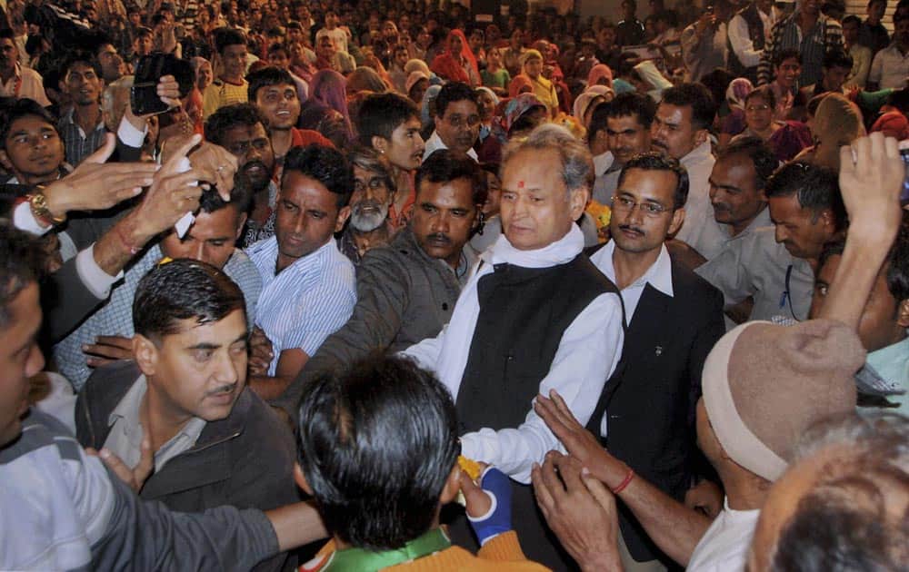 Rajasthan Chief Minister Ashok Gehlot during an election campaign for the upcoming Assembly polls in Jodhpur.