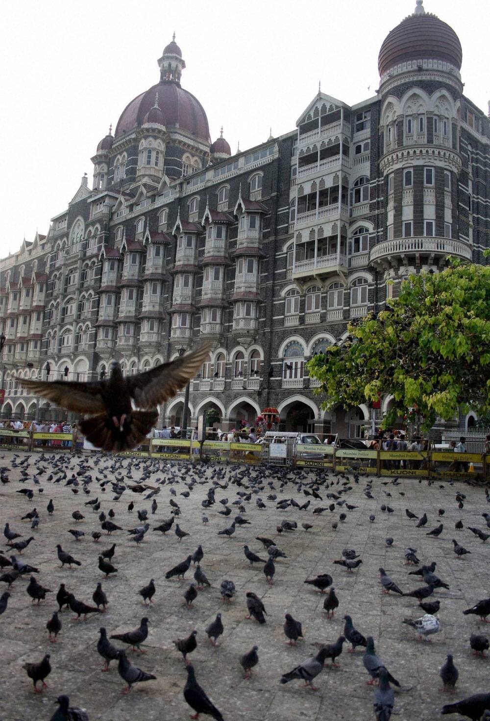A view of Taj Mahal Hotel on the eve of the 5th anniversary of 26/11 terror attacks, in Mumbai.
