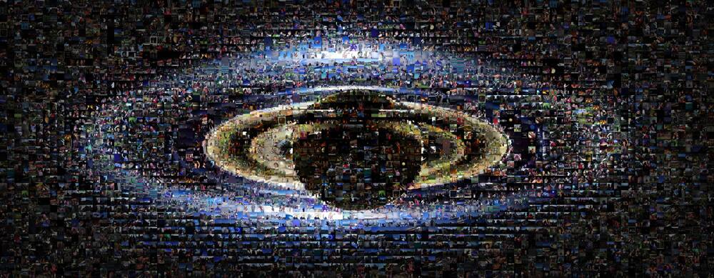 This photo provided by NASA Friday Nov. 22, 2013, shows a collage that includes about 1,600 images submitted by members of the public as part of the NASA Cassini mission`s