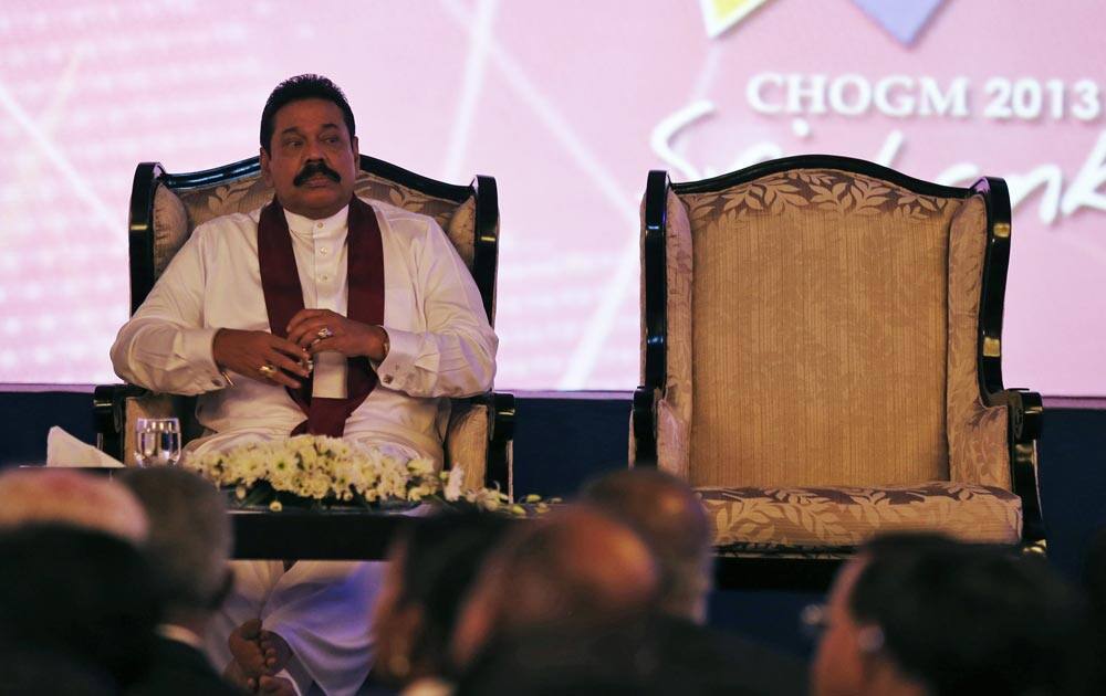 Sri Lankan President Mahinda Rajapaksa attends the inaugural session of the commonwealth business forum in Colombo, Sri Lanka.