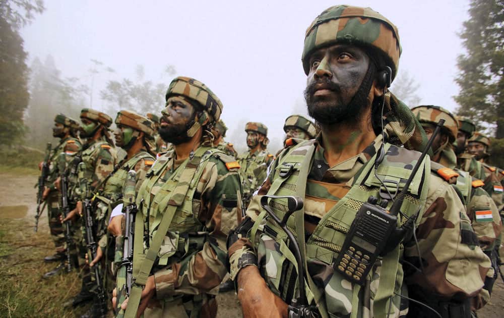 Indian soldier during Indo-China joint military exercise `Hand in Hand 2013` at Chengdu in the China`s Sichuanan province.