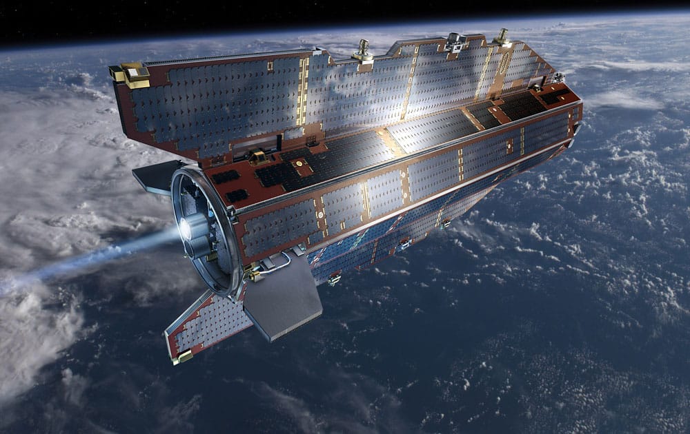 The European Space Agency says its GOCE research satellite will crash to Earth on Sunday night Nov. 10, 2013, most likely over the ocean or polar regions. Spokeswoman Jocelyne Landeau said the satellite will mostly disintegrate as it comes down and