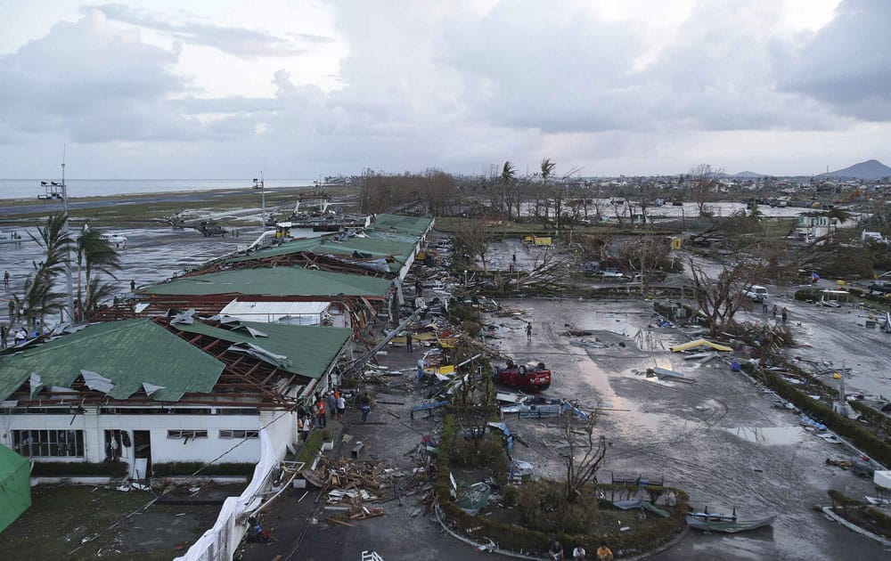 The airport devastated by powerful Typhoon Haiyan that slammed into Tacloban city, Leyte province, Philippines.