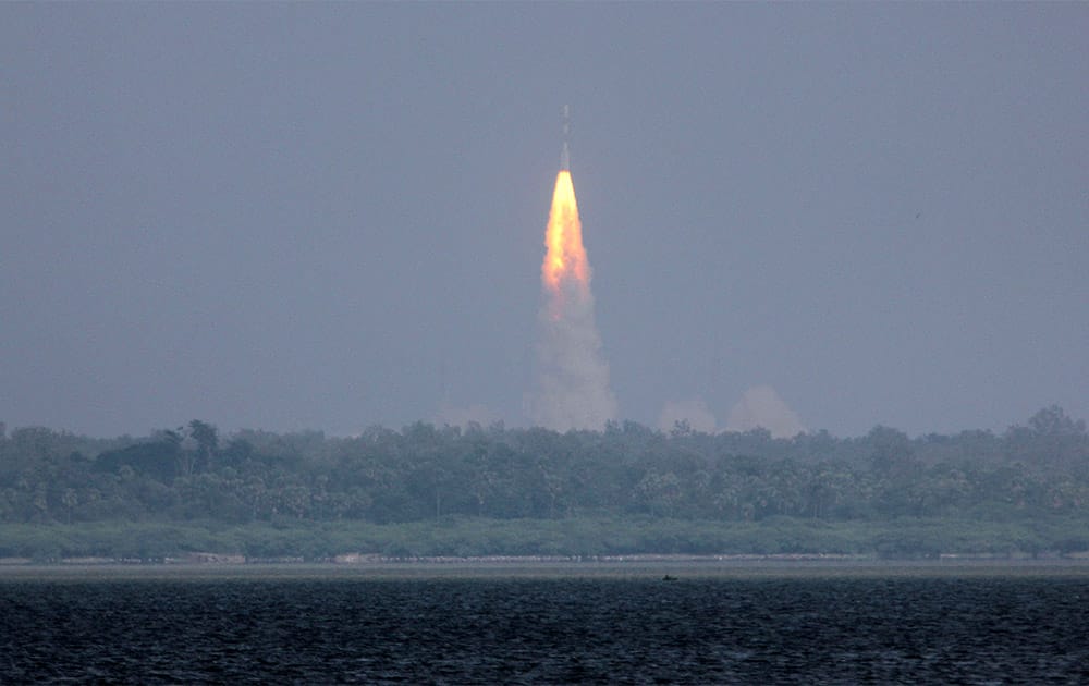 The Polar Satellite Launch Vehicle (PSLV-C25) rocket lifts off carrying India`s Mars spacecraft from the east coast island of Sriharikota, India.