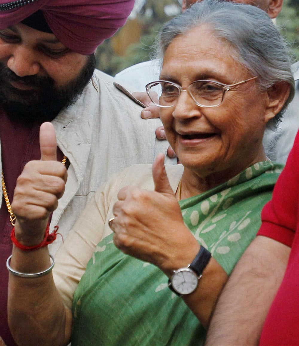 Delhi Chief Minister Sheila Dikshit at the launch of an election campaign DVD at her residence in New Delhi.