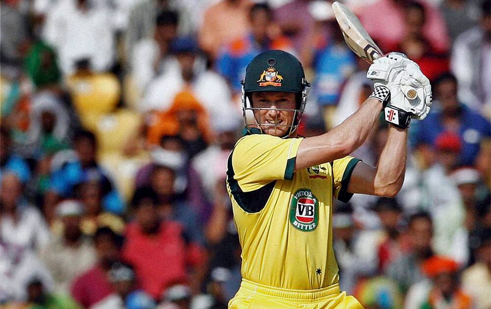 Australian batsman George Bailey plays a shot during their 6th ODI cricket match against India in Nagpur.