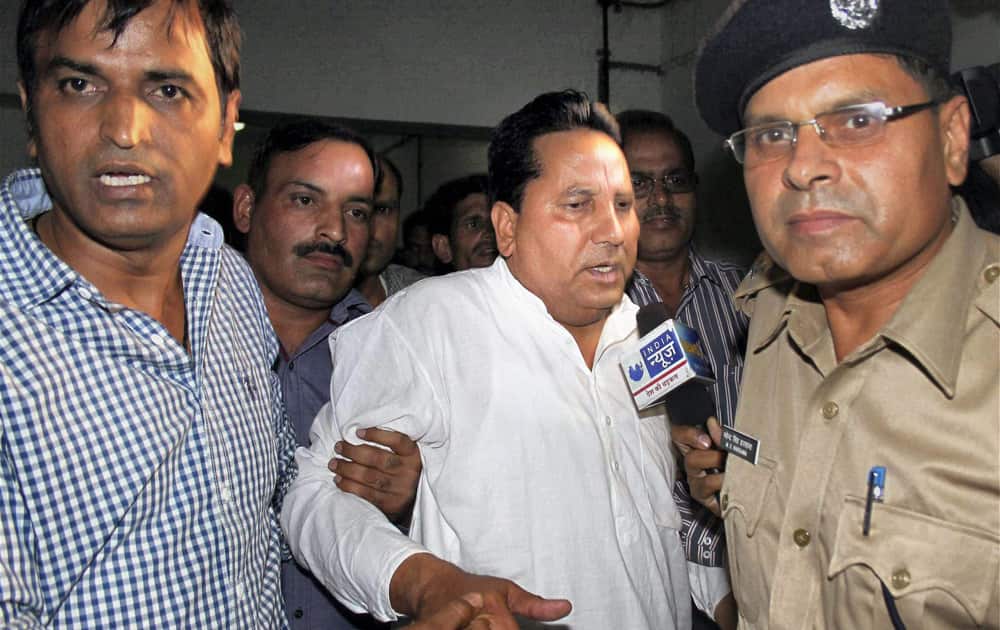 Former Rajasthan Minister Babulal Nagar at Circut House in Jaipur where he was arrested in a rape case.