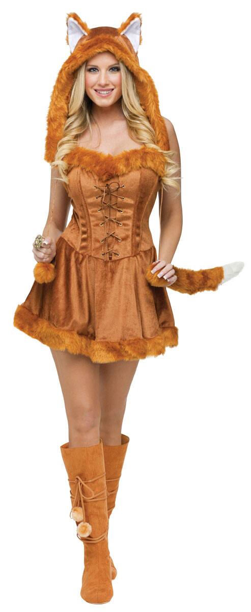This photo provided by Spirit Halloween shows the short and sassy Foxy Lady adult women’s costume available at SpiritHalloween.com.