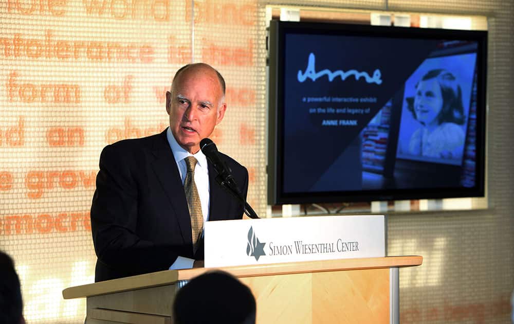 California Gov. Jerry Brown speaks at the dedication of