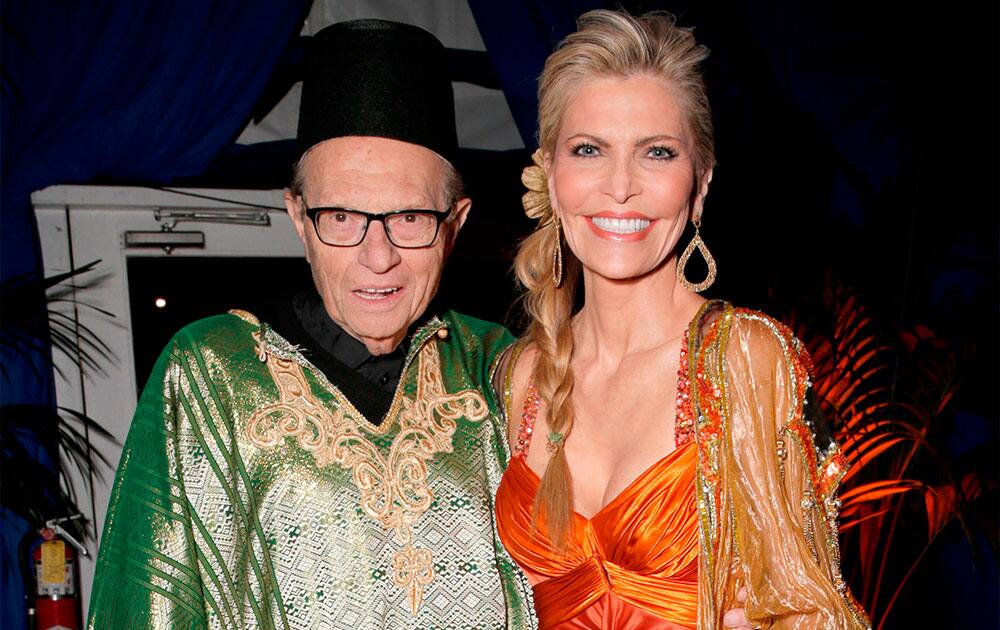 Larry King, left, and Shawn King attend the 10th annual Alfred Mann Foundation Gala in Beverly Hills, Calif.