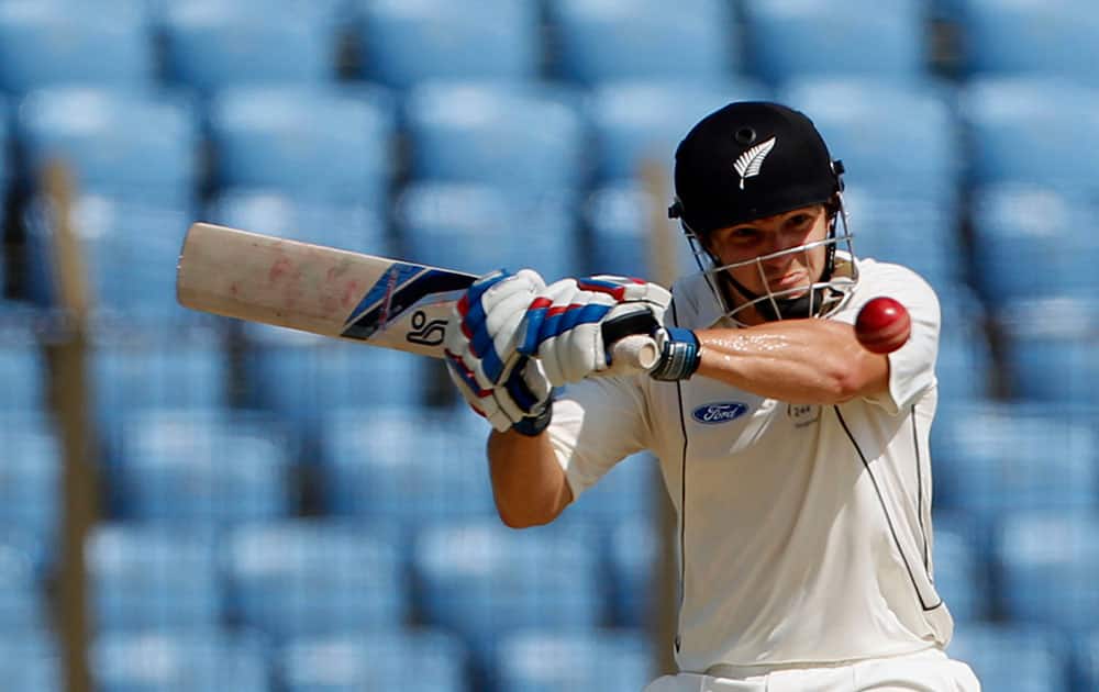 New Zealand’s BJ Watling plays a shot on the second day of the first cricket test match against Bangladesh in Chittagong.