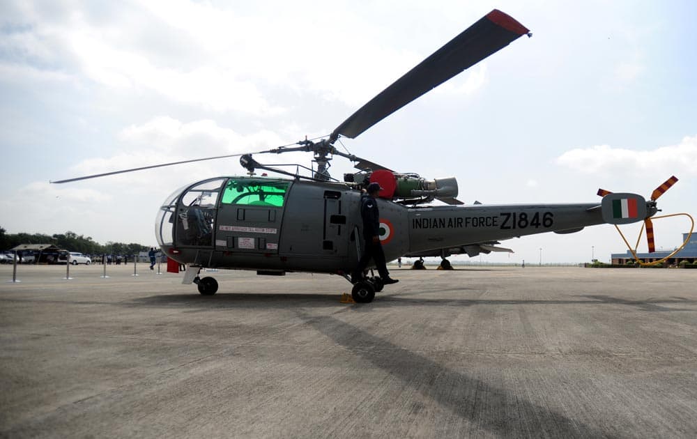 Chetak helicopter on display at Indian Air Force`s (IAF) Pune station in Pune. Pic Courtesy: DNA