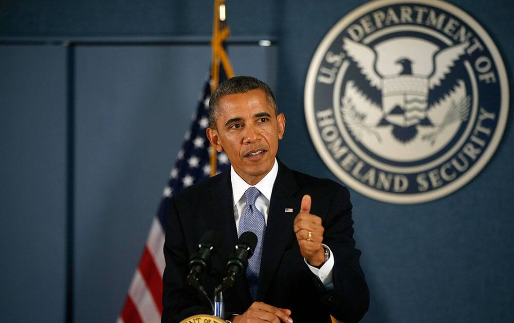 President Barack Obama makes a statement about the government shutdown during a visit to the Federal Emergency Management Agency (FEMA) headquarters in Washington.