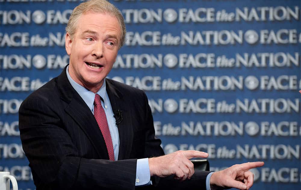 This image provided by CBS News shows Rep. Chris Van Hollen, D-Md., speaking with Bob Schieffer on