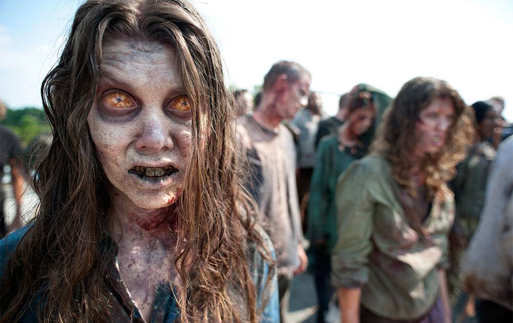 zombies appear in a scene from the second season of the AMC original series,