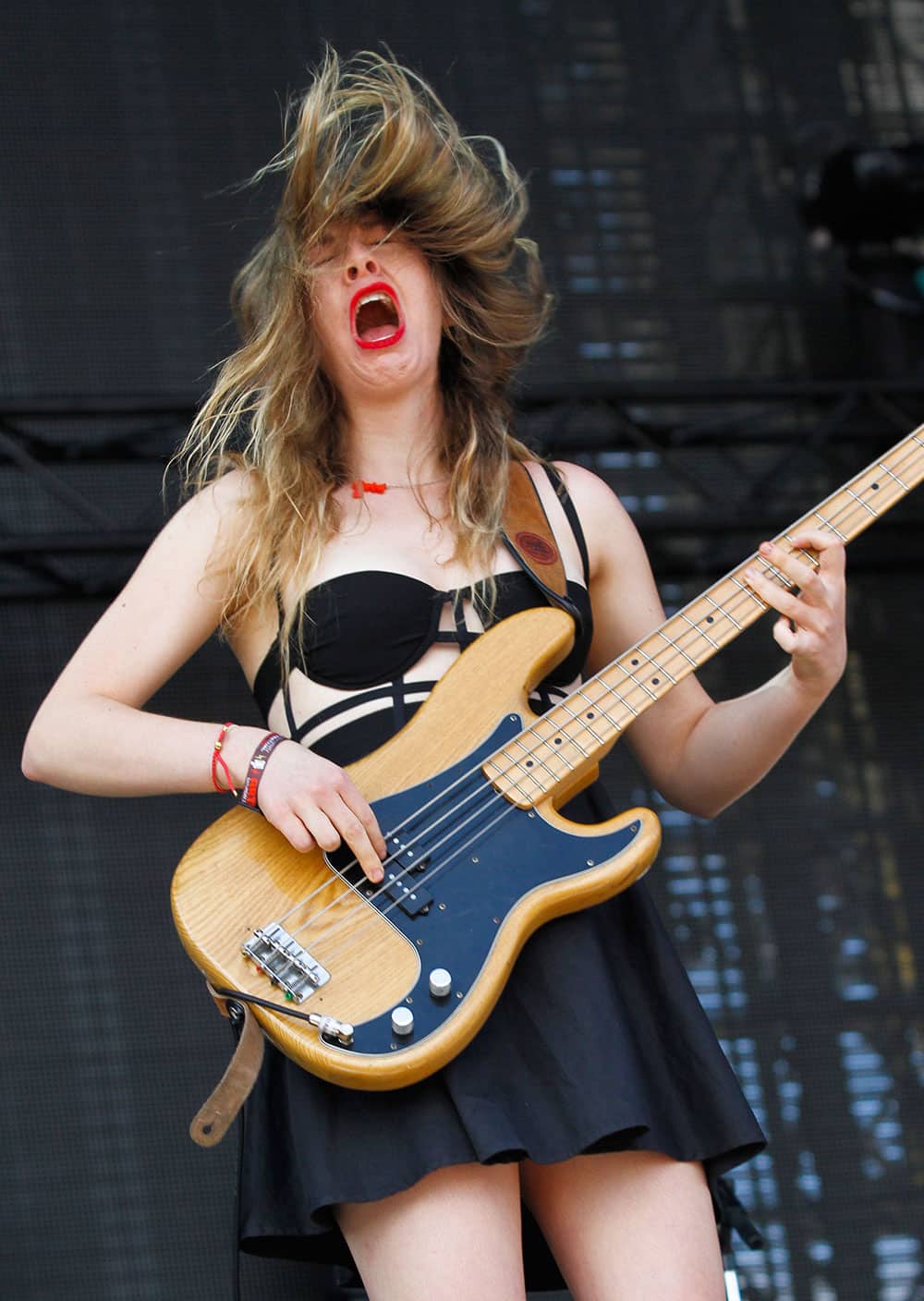Haim`s Este Haim performs on Day 2 of the 2013 Austin City Limits Music Festival at Zilker Park.