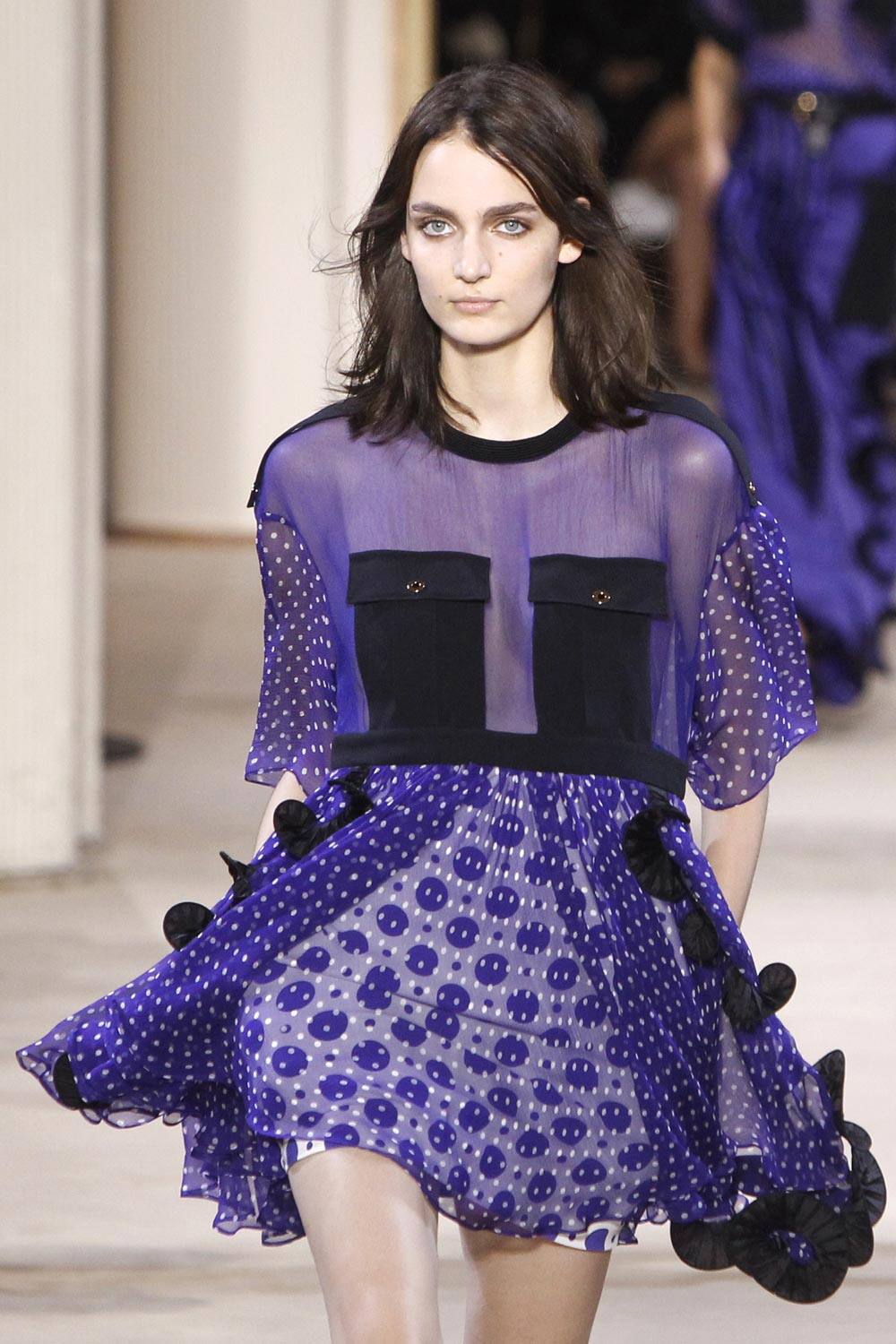 A model presents a creation as part of Ungaro`s ready-to-wear Spring/Summer 2014 fashion collection.