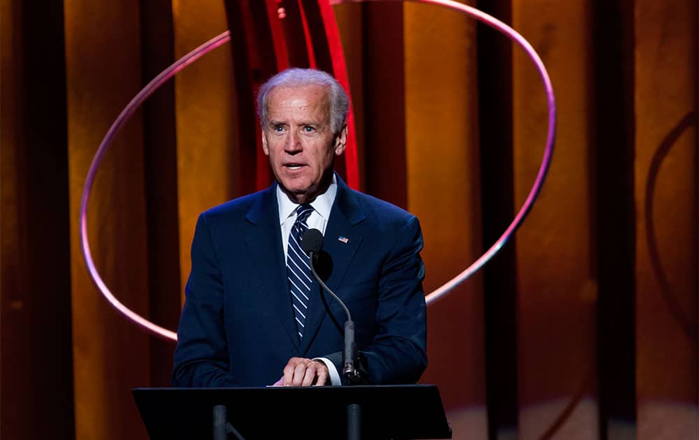 Vice President Joe Biden speaks at the Clinton Global Initiative`s Citizen Awards Dinner before presenting an award, in New York.