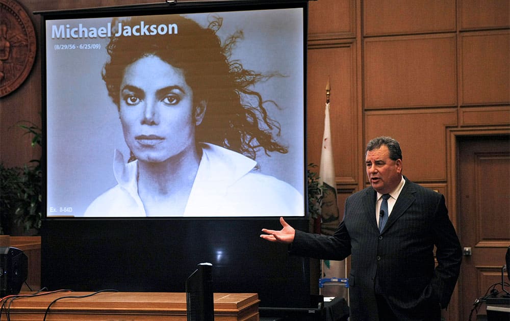 Brian Panish, attorney for the Michael Jackson family delivers his closing argument to jurors in a packed courtroom in downtown Los Angeles.