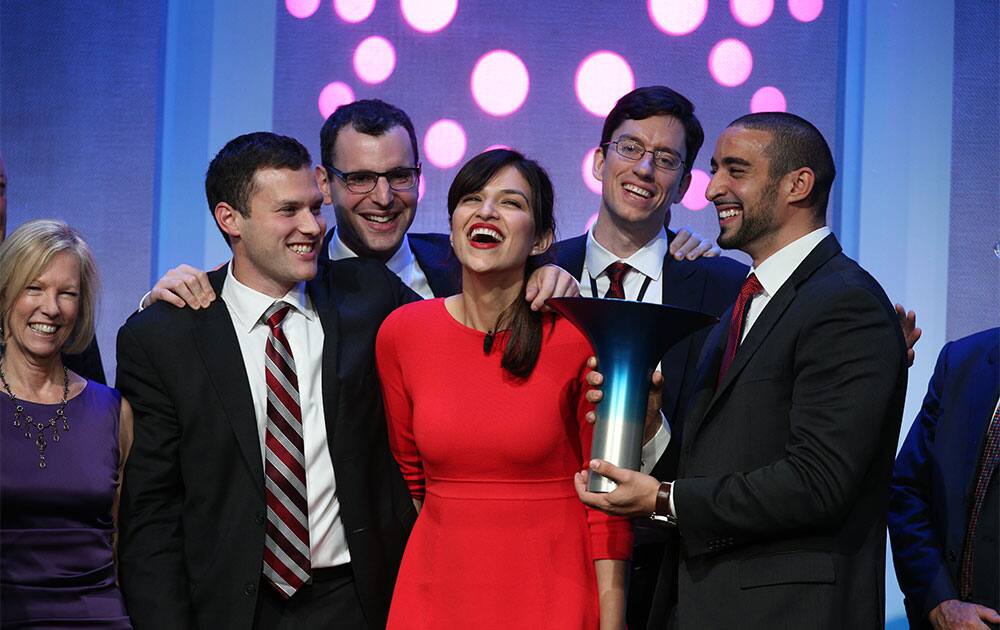 McGill University wins the $1 million Hult Prize for their social enterprise Aspire Food to grow and sell edible insects, as announced on the first day of President Bill Clinton`s annual CGI meeting in New York.