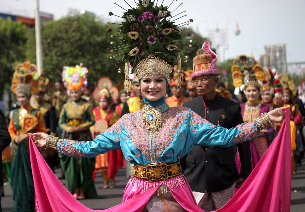 An Acehenese dancer performs during the Aceh Cultural Week in Banda Aceh, Aceh province, Indonesia.