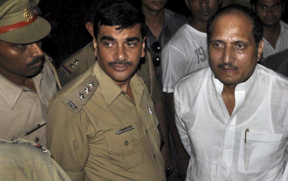 Bharatiya Janata Party Member of Legislative Assembly Suresh Rana, is arrested by the police in Lucknow.