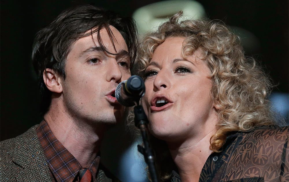 Michael Trent and Cary Ann Hearst of the duo Shovels & Rope perform during the Americana Honors and Awards Show in Nashville, Tenn.
