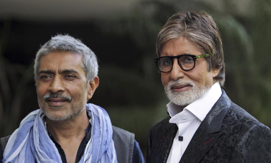 Amitabh Bachchan and director Prakash Jha attend a promotional event for their upcoming movie