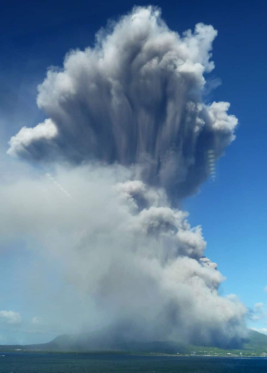 Volcanic smoke billows from Mount Sakurajima in Kagoshima, on the southern Japanese main island of Kyushu.