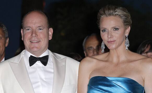 Prince Albert II of Monaco with his wife Princess Charlene, arrive at the