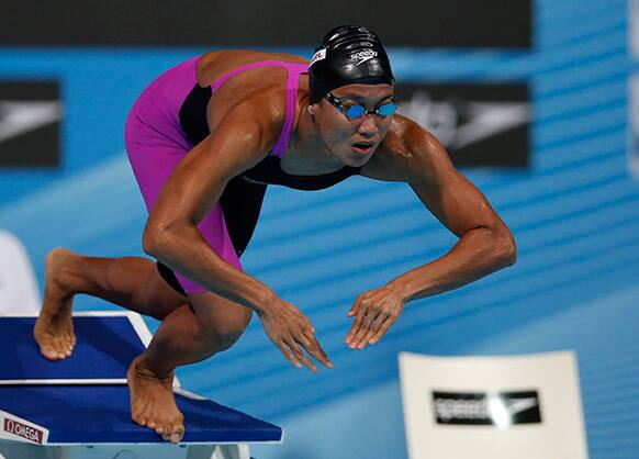 Thailand`s Natthanan Junkrajang starts a Women`s 200m freestyle heat at the FINA Swimming World Championships in Barcelona, Spain.
